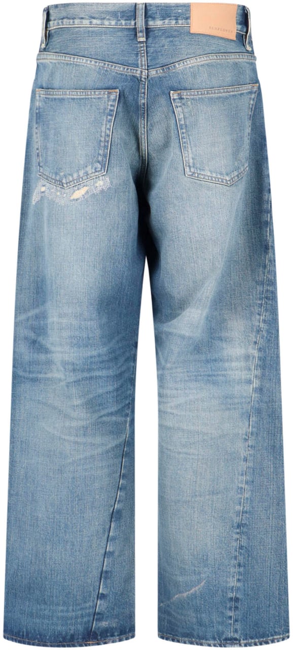 Sunflower Blue Twist Wide-Leg Distressed Jeans Blauw