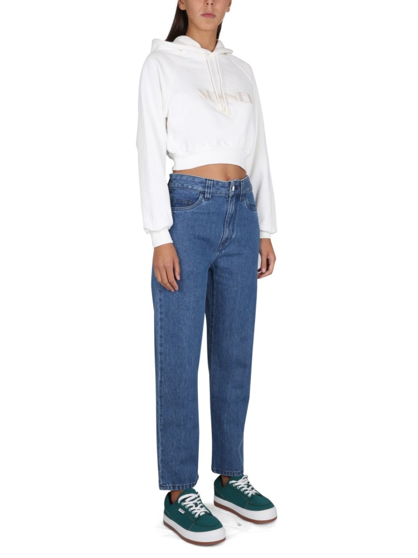 SUNNEI Cropped Hoodie With Drawstring Wit