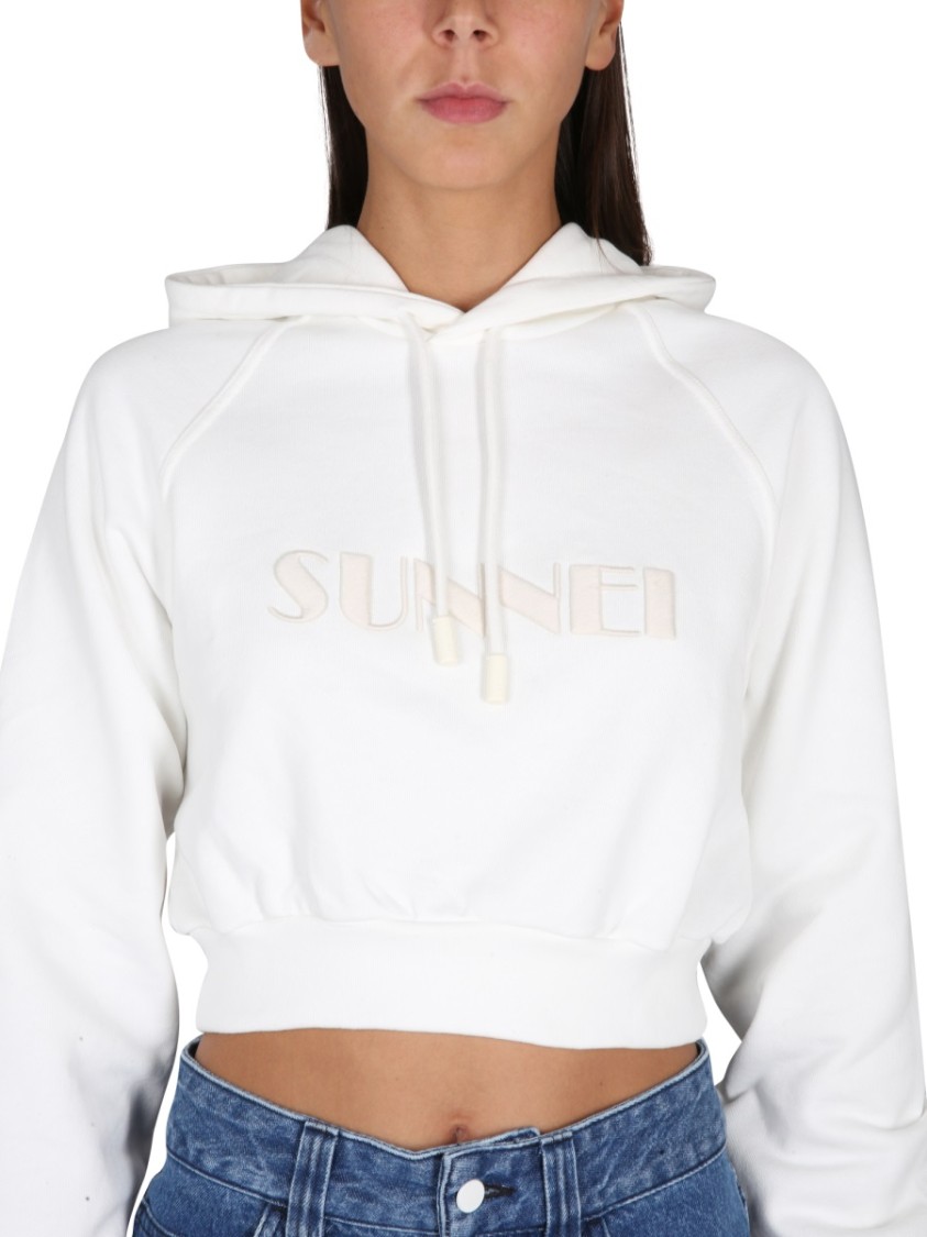 SUNNEI Cropped Hoodie With Drawstring Wit