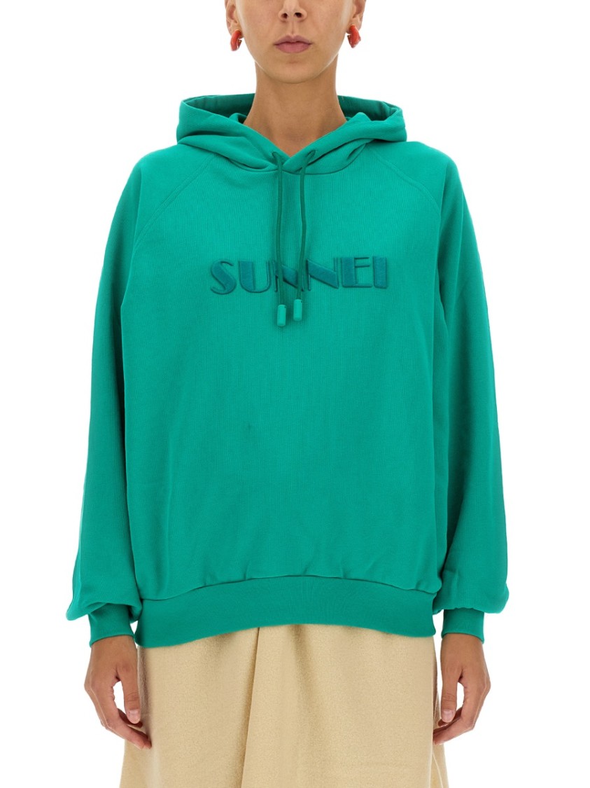 SUNNEI Relaxed Fit Drawstring Hooded Sweatshirt Blauw