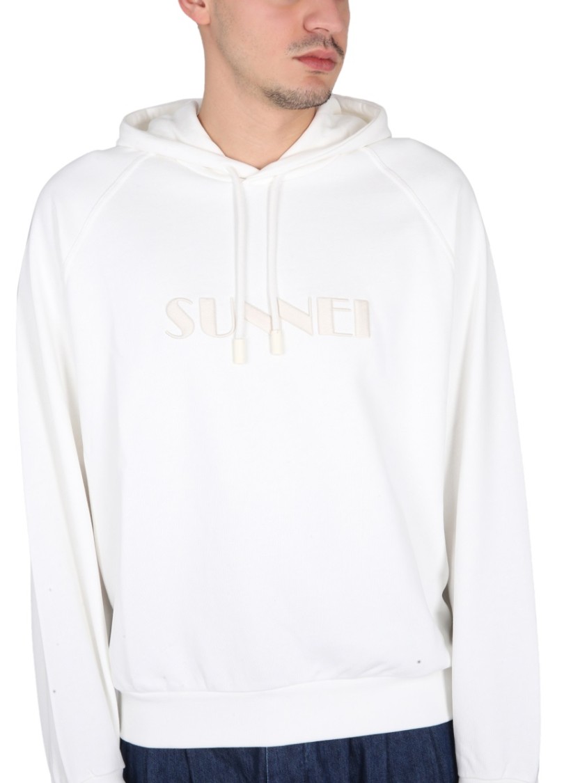 SUNNEI White Drawstring Hood Sweatshirt Wit