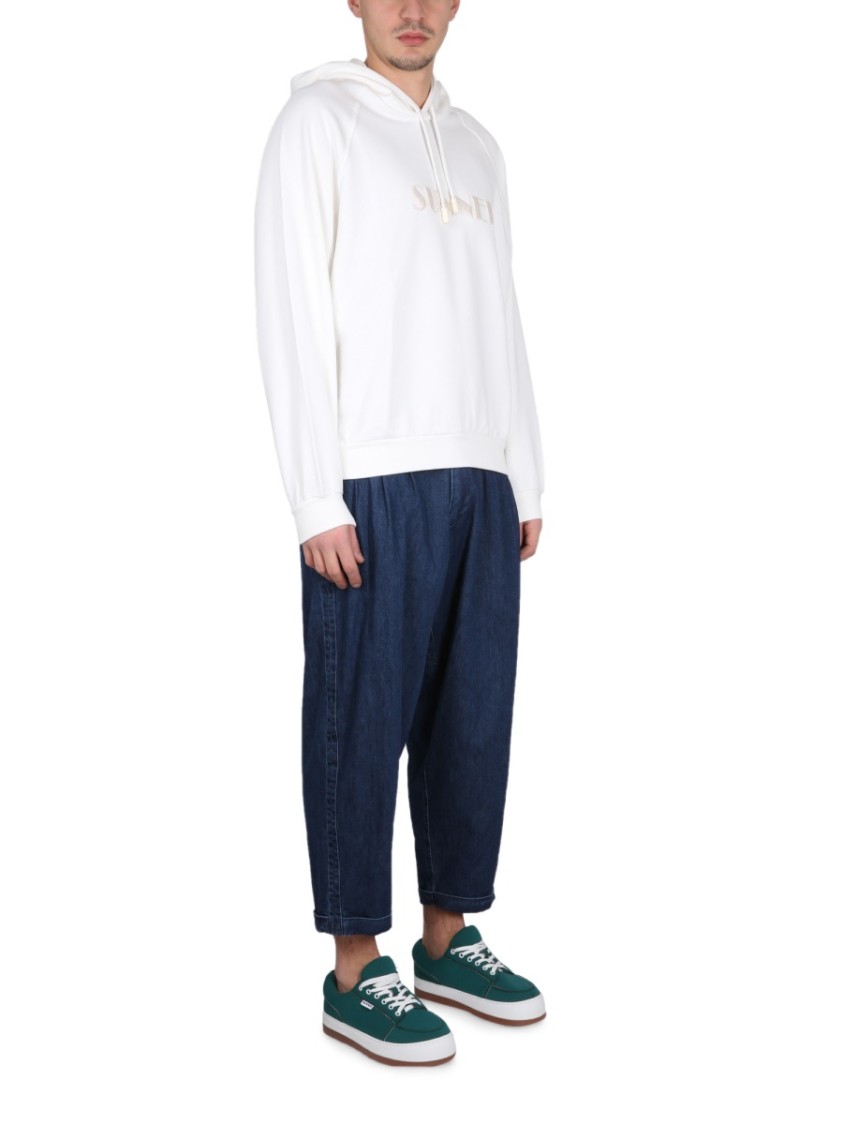 SUNNEI White Drawstring Hood Sweatshirt Wit