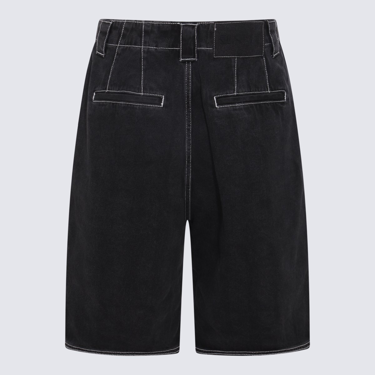 SUNNEI Mid-Length Relaxed Fit Shorts with Contrasting White Stitching Zwart