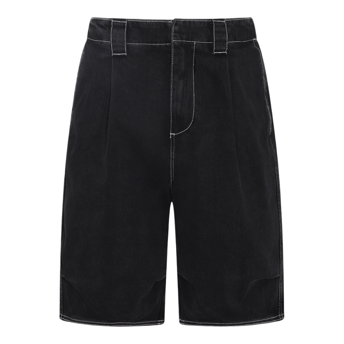 SUNNEI Mid-Length Relaxed Fit Shorts with Contrasting White Stitching Zwart