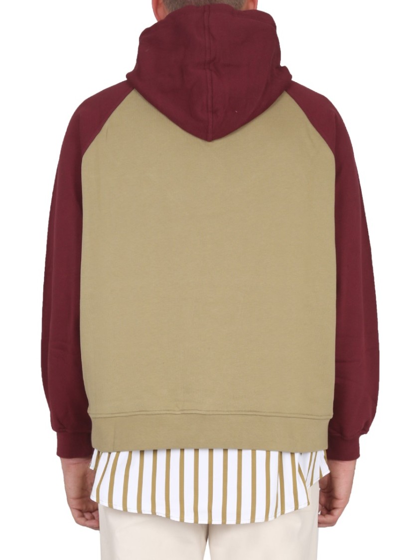 SUNNEI Two-Tone Cotton Sweatshirt With Drawstring Hood Bruin