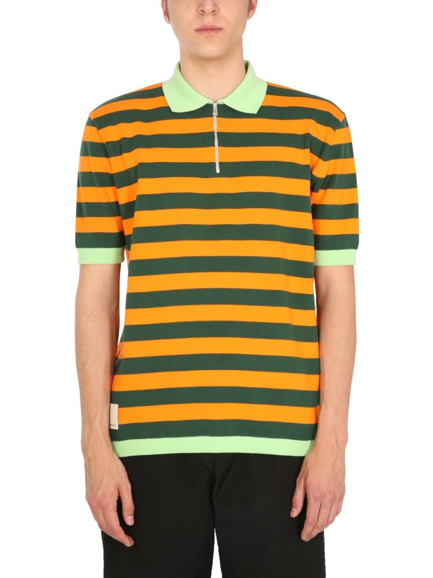 SUNNEI Horizontal Striped Knitted Polo Shirt Grijs