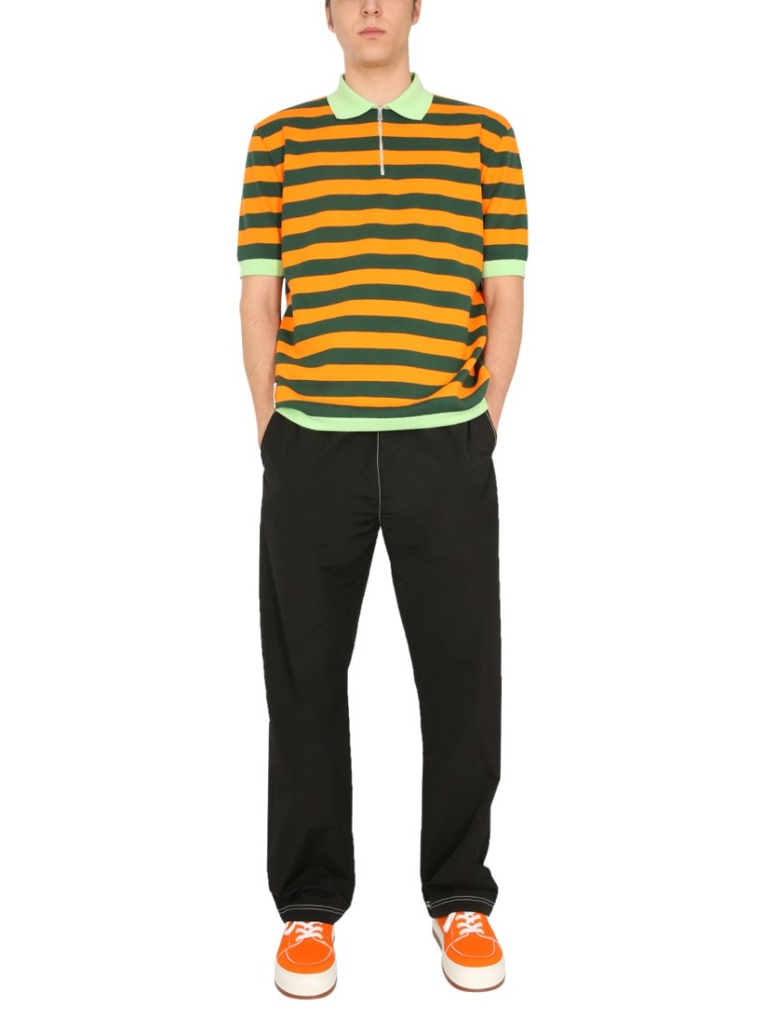 SUNNEI Horizontal Striped Knitted Polo Shirt Grijs