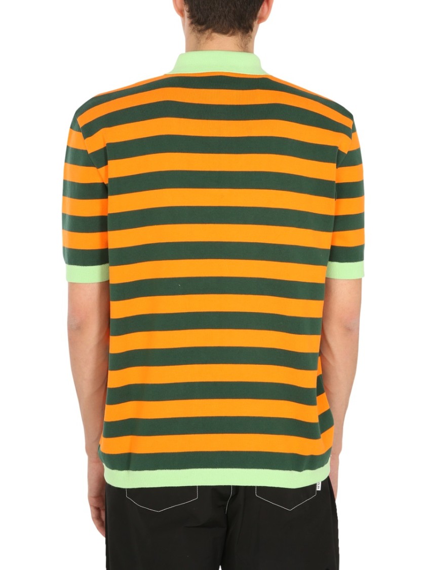 SUNNEI Horizontal Striped Knitted Polo Shirt Grijs