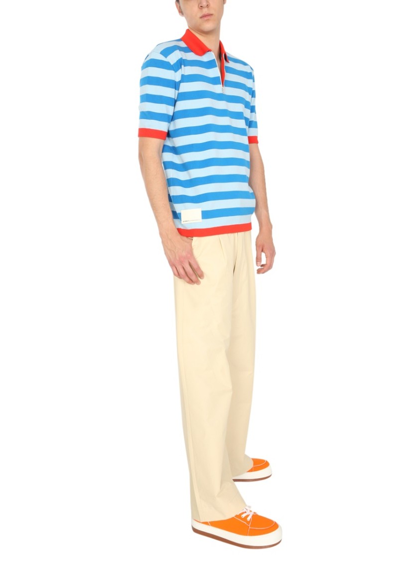 SUNNEI Horizontal Striped Knitted Polo Blauw