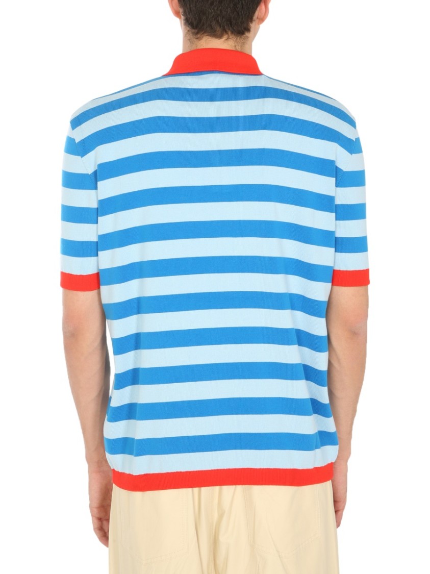 SUNNEI Horizontal Striped Knitted Polo Blauw