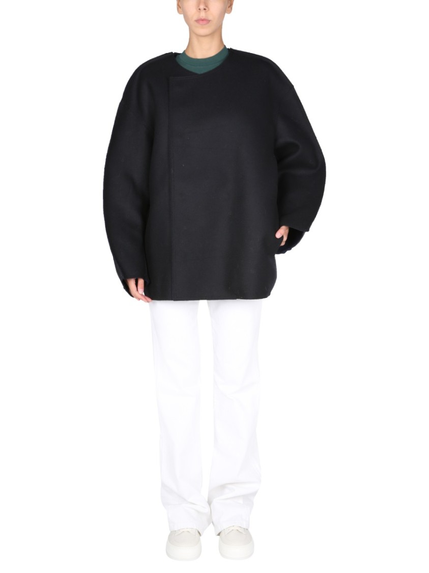 SUNNEI Asymmetrical Front Closure Black Coat Zwart