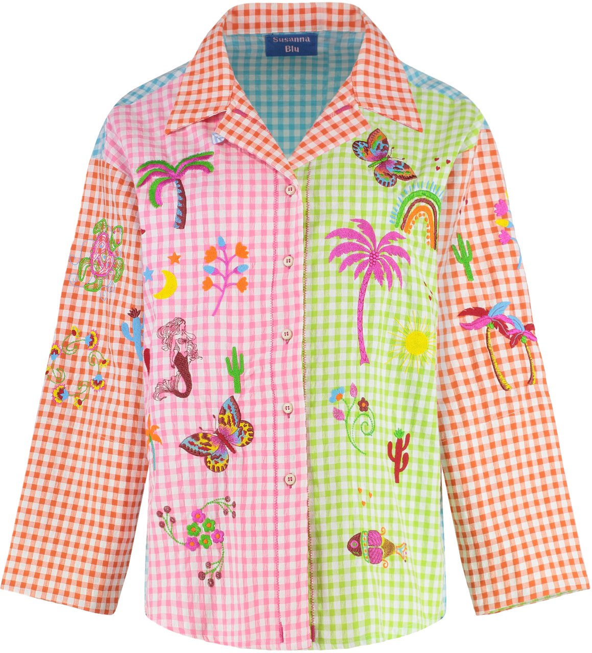 Susanna Blu Gardenia Checked cotton shirt Divers