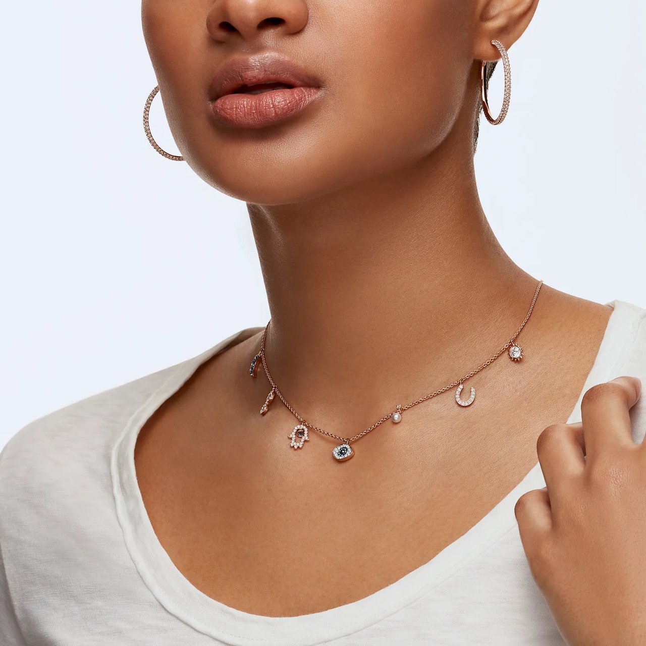 Swarovski Stone Hoop Silk Oorringen Roze