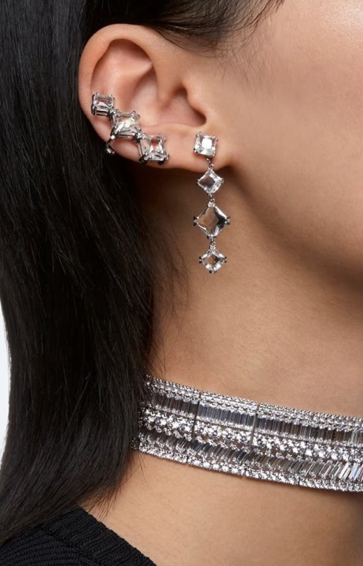 Swarovski Millenia Asymmetric Ear Cuff Earring Zilver