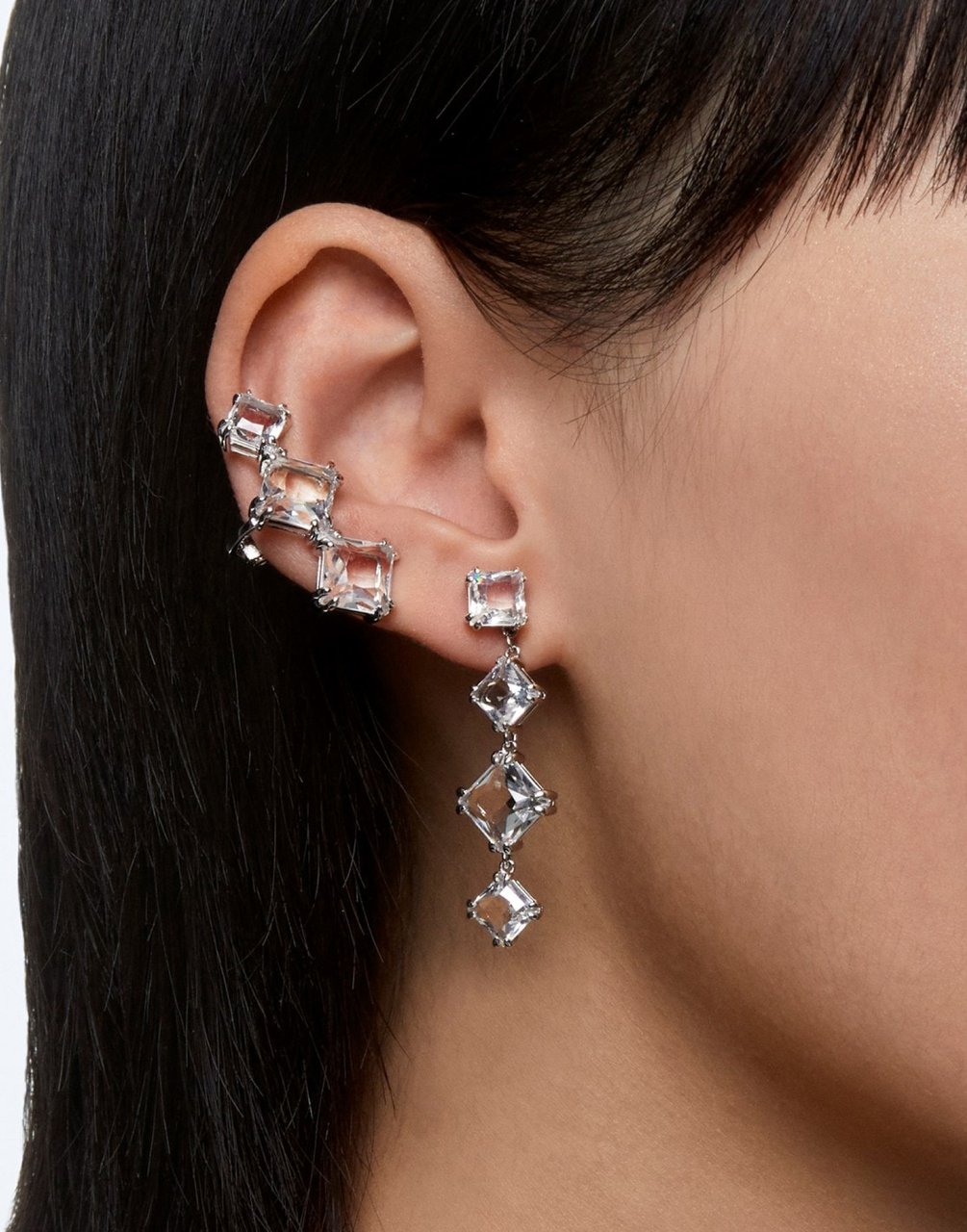 Swarovski Millenia Asymmetric Ear Cuff Earring Zilver