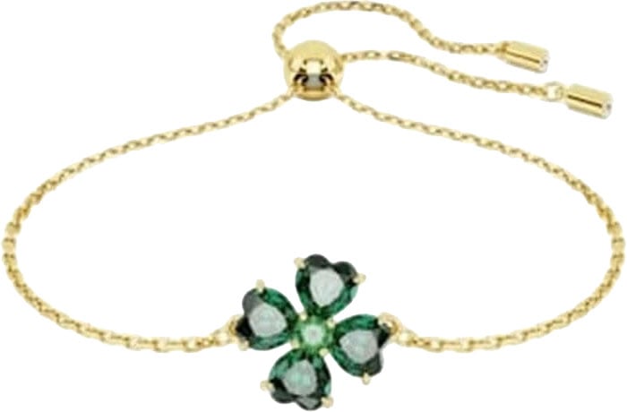 Swarovski Swarovski Armband 5666585 Idyllia met Geelgouden Plating Klaver met Groene Swarovski Kristallen 16 - 24cm Goud