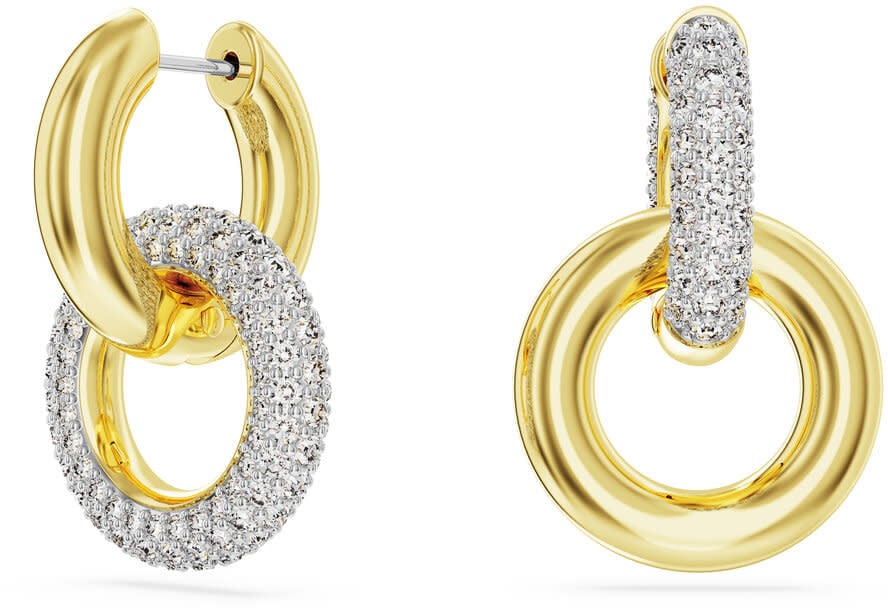 Swarovski Swarovski 5668818 Oorstekers Dextera Asymmetrisch ontwerp, In elkaar grijpende lus, Wit, Goudkleurige toplaag Divers