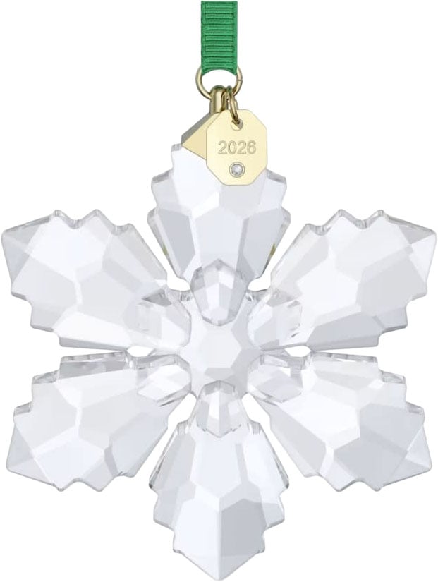 Swarovski Ornament 5718051 Zilverkleurig Kerstornament 2026 met Groen Lint Neutraal