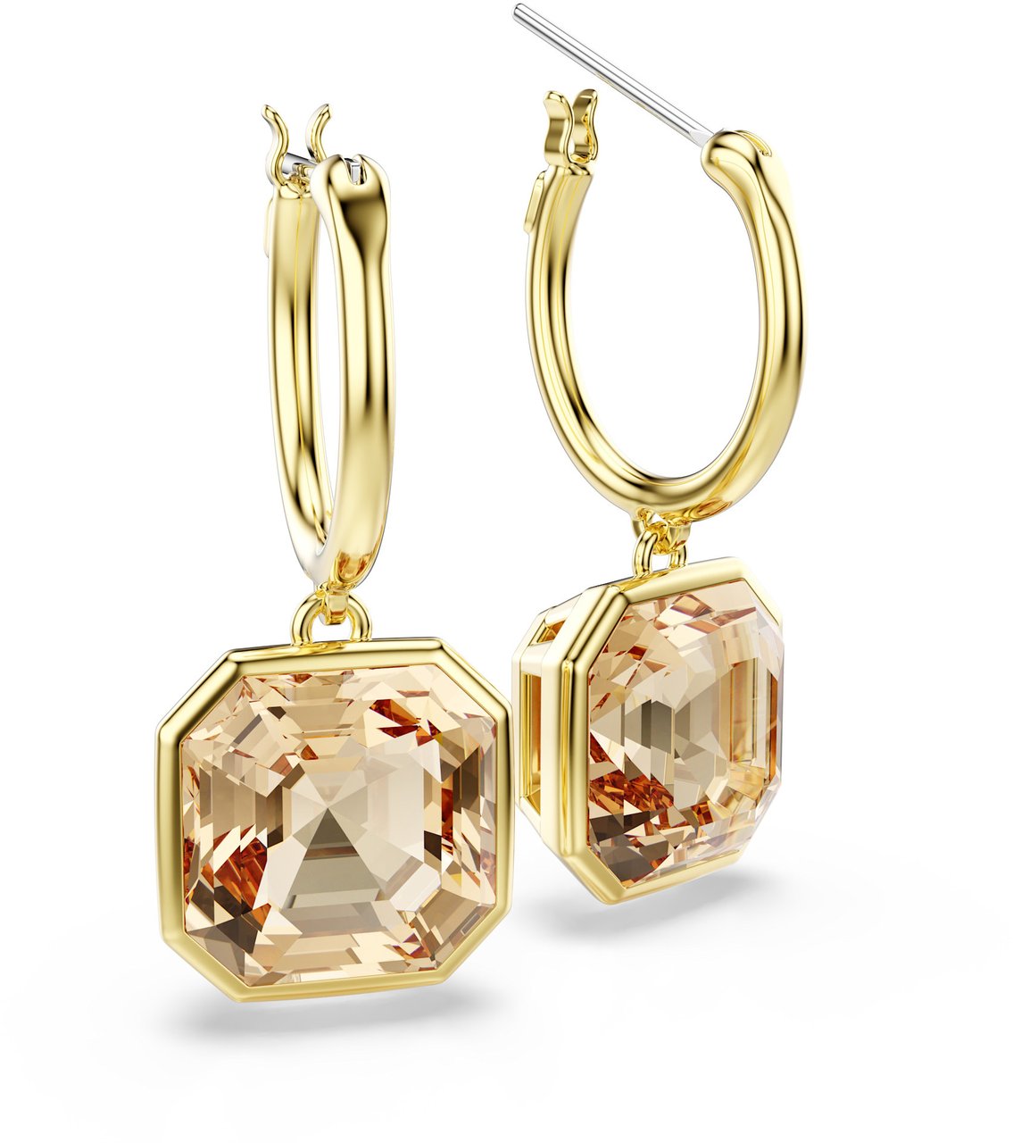 Swarovski Swarovski Oorbellen 5731148 Millenia Goudkleurige Plating Square Slijpvormig Caramel Goud