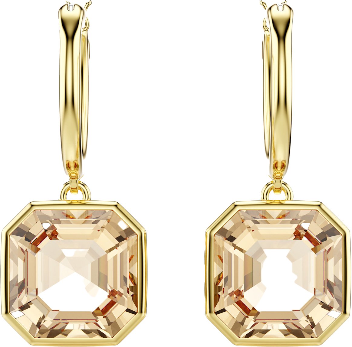 Swarovski Swarovski Oorbellen 5731148 Millenia Goudkleurige Plating Square Slijpvormig Caramel Goud