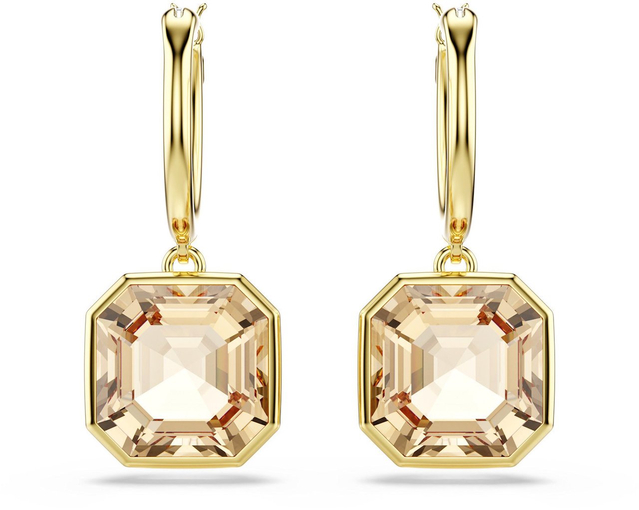 Swarovski Swarovski Oorbellen 5731148 Millenia Goudkleurige Plating Square Slijpvormig Caramel Goud