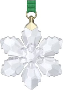 Swarovski Kerstornament 5731715 Zilverkleurig met Groen Lint Klein Sneeuwvlokje 2026 Neutraal