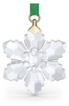 Swarovski Kerstornament 5731715 Zilverkleurig met Groen Lint Klein Sneeuwvlokje 2026 Neutraal