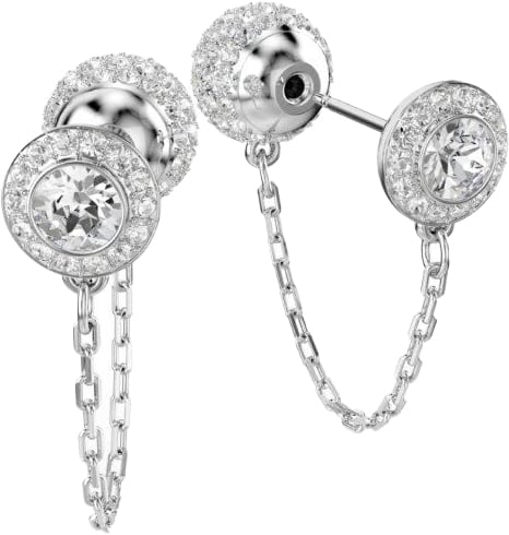Swarovski Swarovski Oorbellen 5732273 Una Zilverkleurig Dubbele Oorstekers met Witte Stenen Hangers Divers