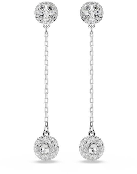 Swarovski Swarovski Oorbellen 5732273 Una Zilverkleurig Dubbele Oorstekers met Witte Stenen Hangers Divers
