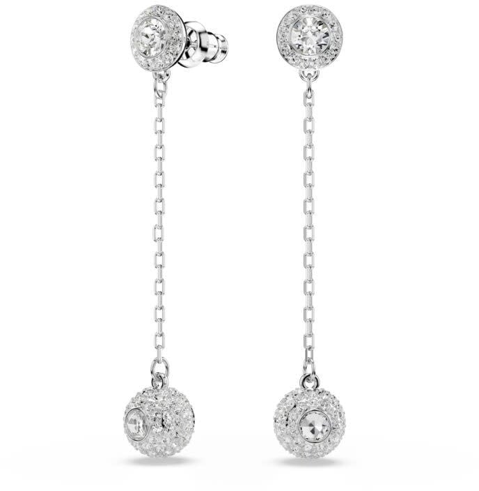 Swarovski Swarovski Oorbellen 5732273 Una Zilverkleurig Dubbele Oorstekers met Witte Stenen Hangers Divers