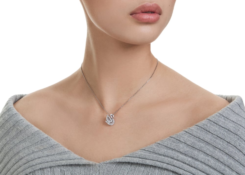 Swarovski Swarovski Ketting 5732412 Zwaan Ketting Met Kristallen 38 cm Zilver