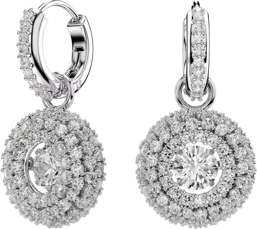 Swarovski Oorbellen 5738193 Sublima Zilverkleurig Rond met Kristallen 14x26mm Zilver