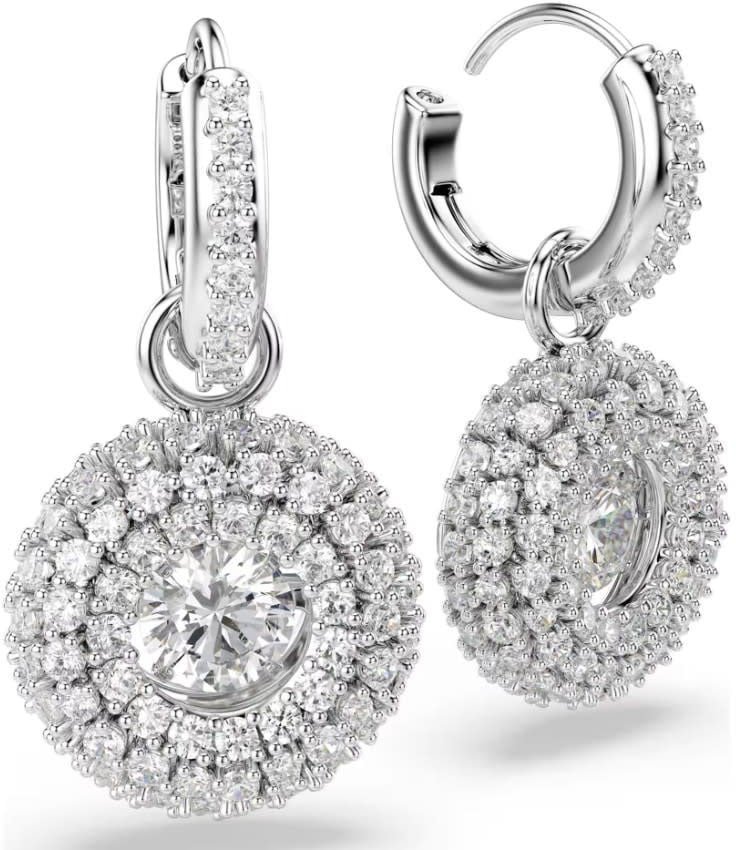 Swarovski Oorbellen 5738193 Sublima Zilverkleurig Rond met Kristallen 14x26mm Zilver