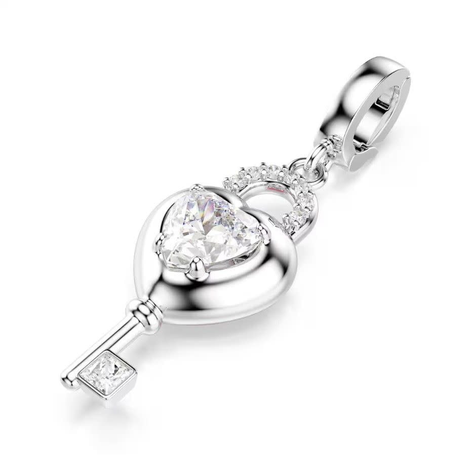 Swarovski Hanger 5742957 Ydillia Zilverkleurige Plating Hart met Sleutel Zilver
