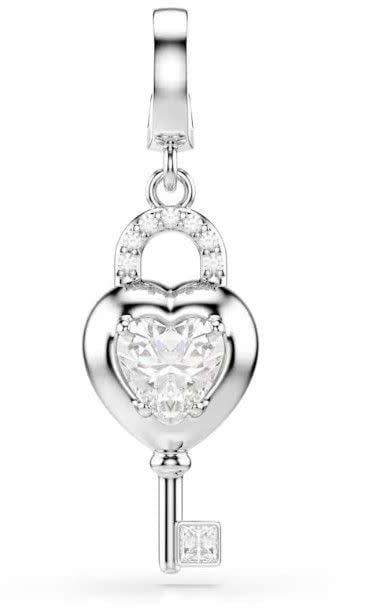 Swarovski Hanger 5742957 Ydillia Zilverkleurige Plating Hart met Sleutel Zilver