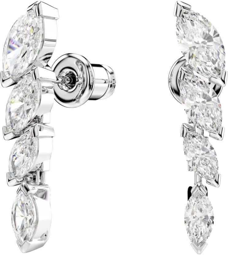 Swarovski Oorbellen 5748007 Mesmera Zilverkleurig Marquise-slijpvorm Kristallen 5x22mm Zilver