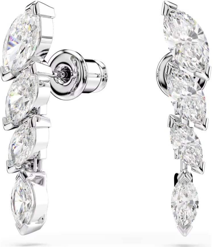 Swarovski Oorbellen 5748007 Mesmera Zilverkleurig Marquise-slijpvorm Kristallen 5x22mm Zilver