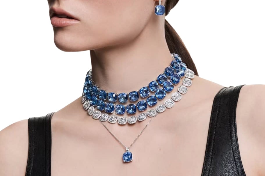 Swarovski Collier 5751326 Una Zilverkleurig met Cushion Slijpvormige Kristallen 24mm 38-45cm Zilver