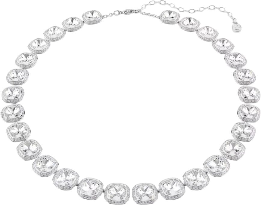Swarovski Collier 5751326 Una Zilverkleurig met Cushion Slijpvormige Kristallen 24mm 38-45cm Zilver