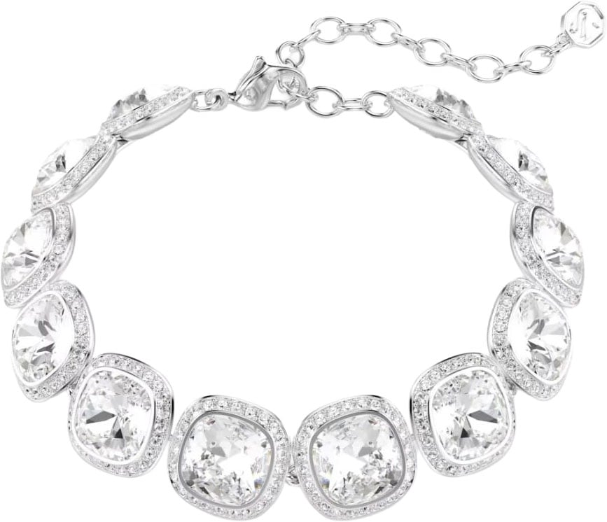 Swarovski Armband 5751558 Una Zilverkleurig met Cushion Vorm Kristallen 24mm 15.5-20cm Zilver