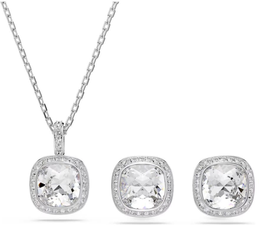 Swarovski SET Oorbellen en Collier 5754343 Una Zilverkleurig Cushion Vorm Kristal 21mm Zilver