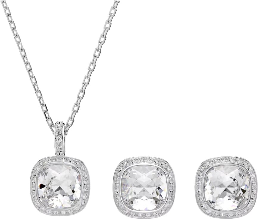 Swarovski SET Oorbellen en Collier 5754343 Una Zilverkleurig Cushion Vorm Kristal 21mm Zilver