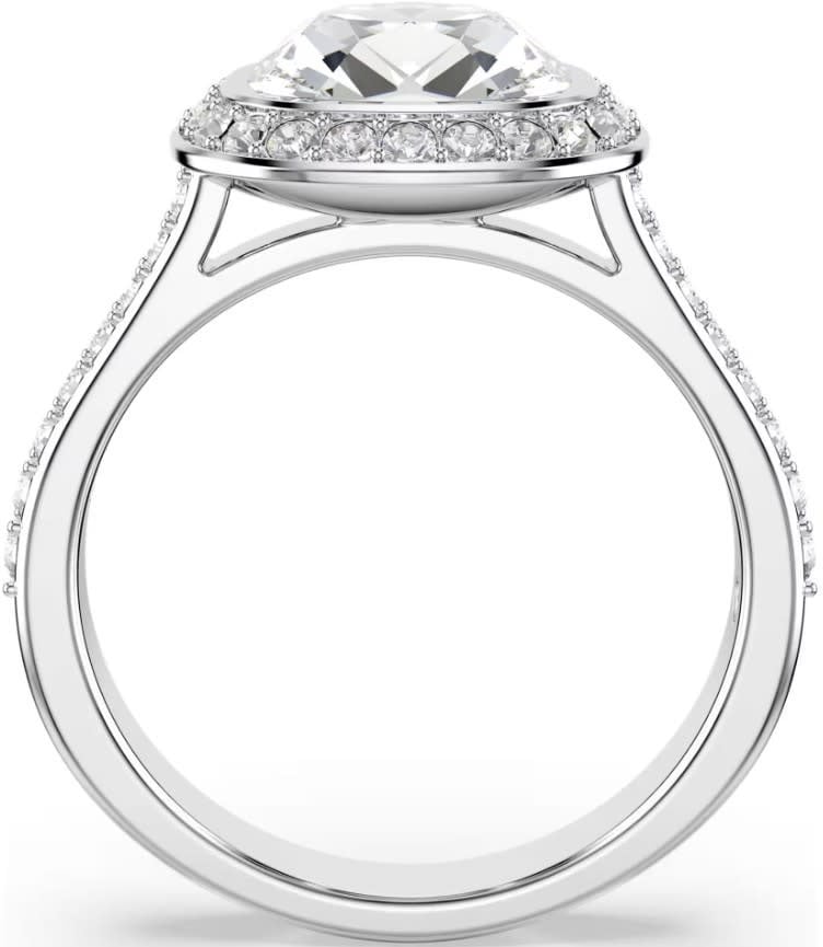 Swarovski Ring 5758471/55 Una Zilverkleurig met Cushion Vorm Kristal Maat 55 Zilver