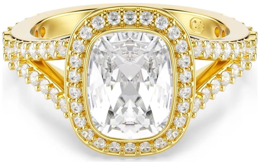 Swarovski Ring 5762626 Una Goudkleurig met Cushion Kristallen Maat 55 Goud
