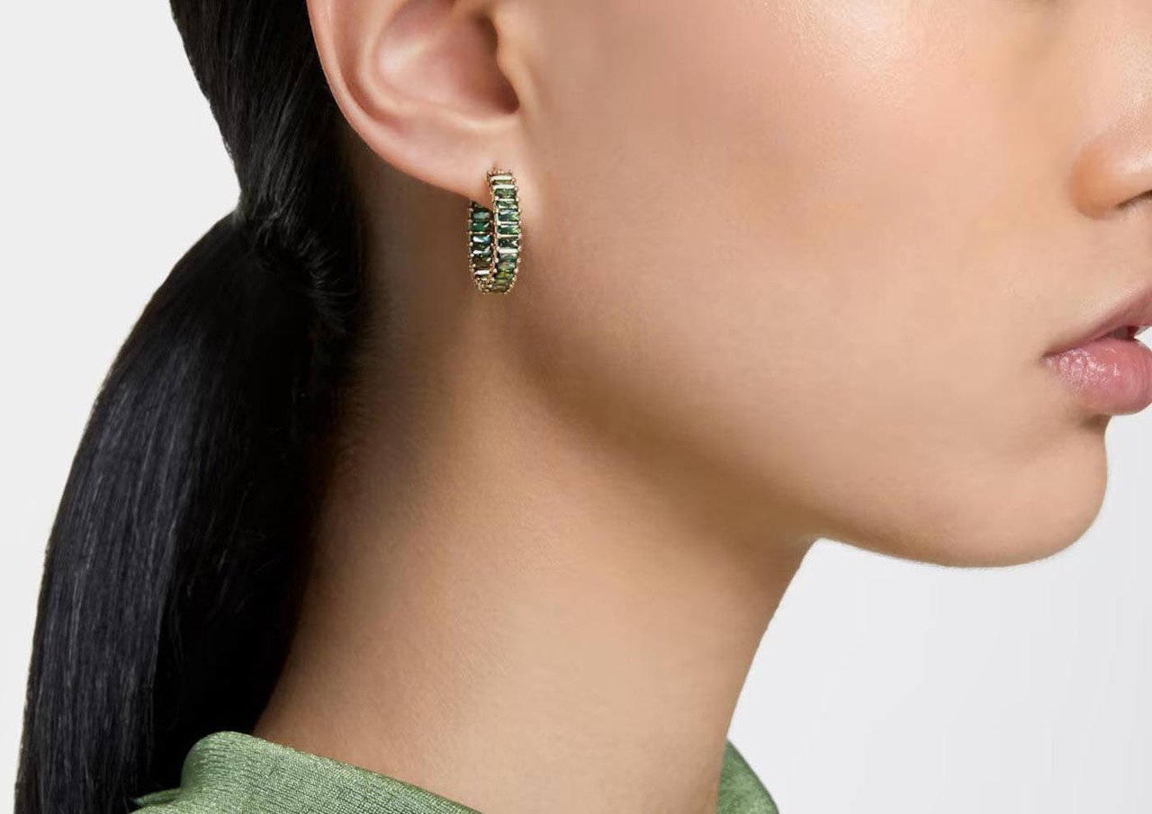 Swarovski Matrix - Oorbellen - Groen Goud