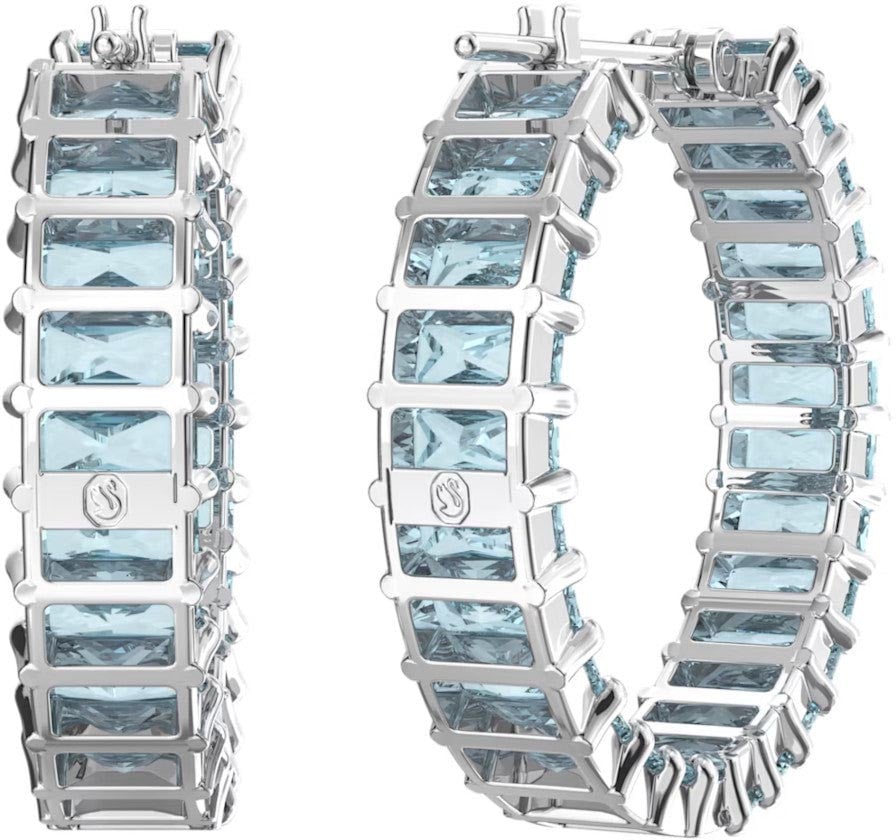 Swarovski Matrix - Oorbellen - Lichtblauw Zilver