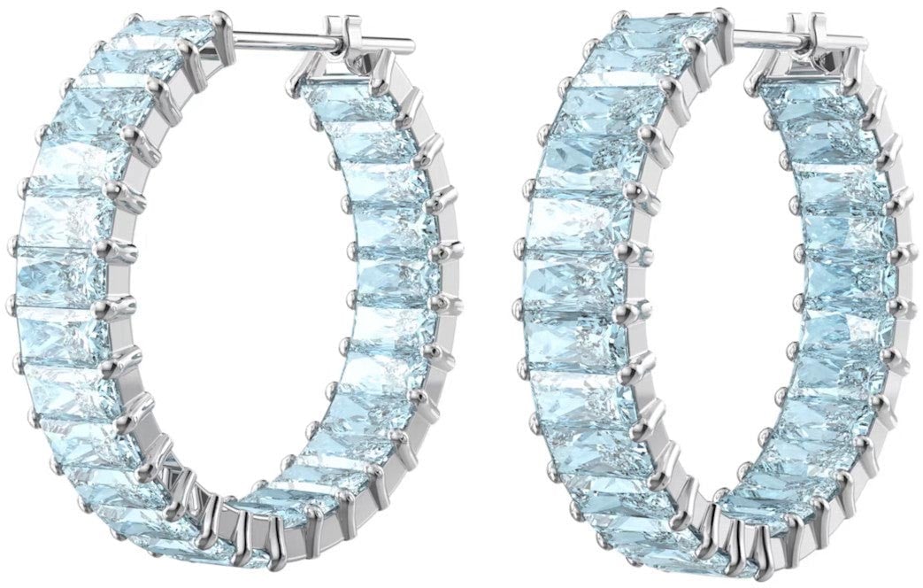 Swarovski Matrix - Oorbellen - Lichtblauw Zilver