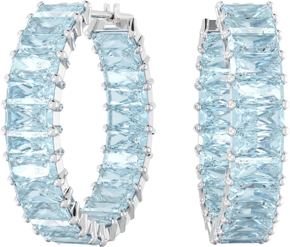 Swarovski Matrix - Oorbellen - Lichtblauw Zilver