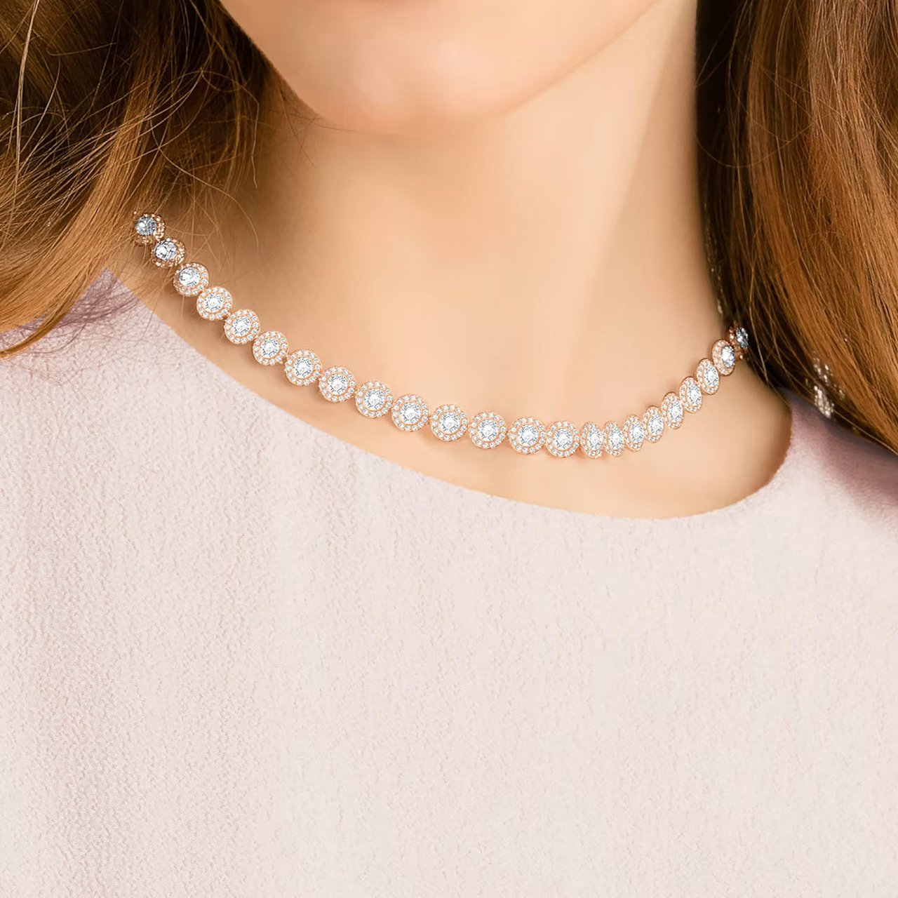 Swarovski - Ketting - Roségoud Roze