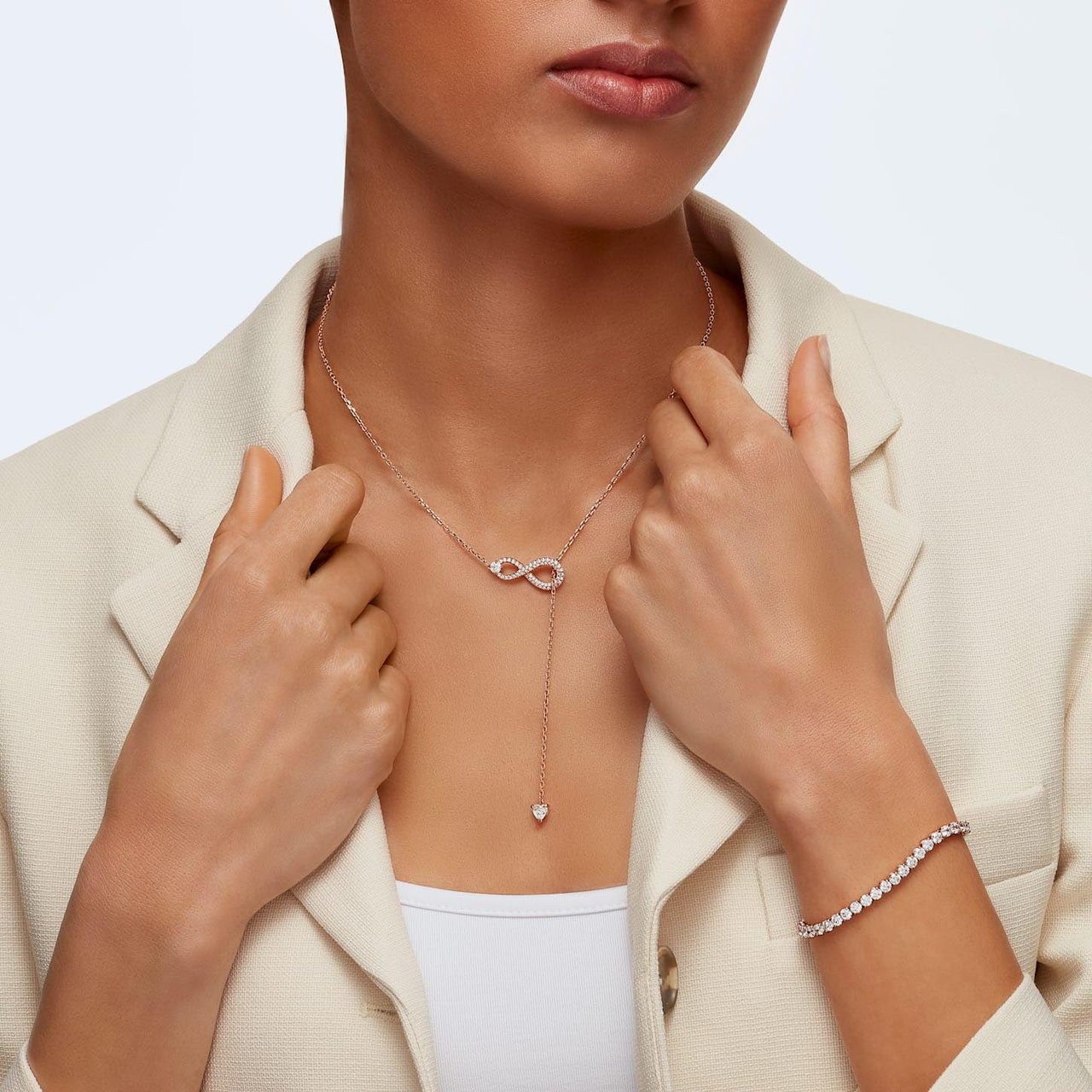 Swarovski Infinity - Ketting - Roségoud Roze